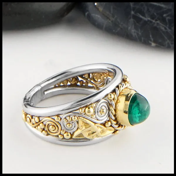 Two Tone Emerald Ring