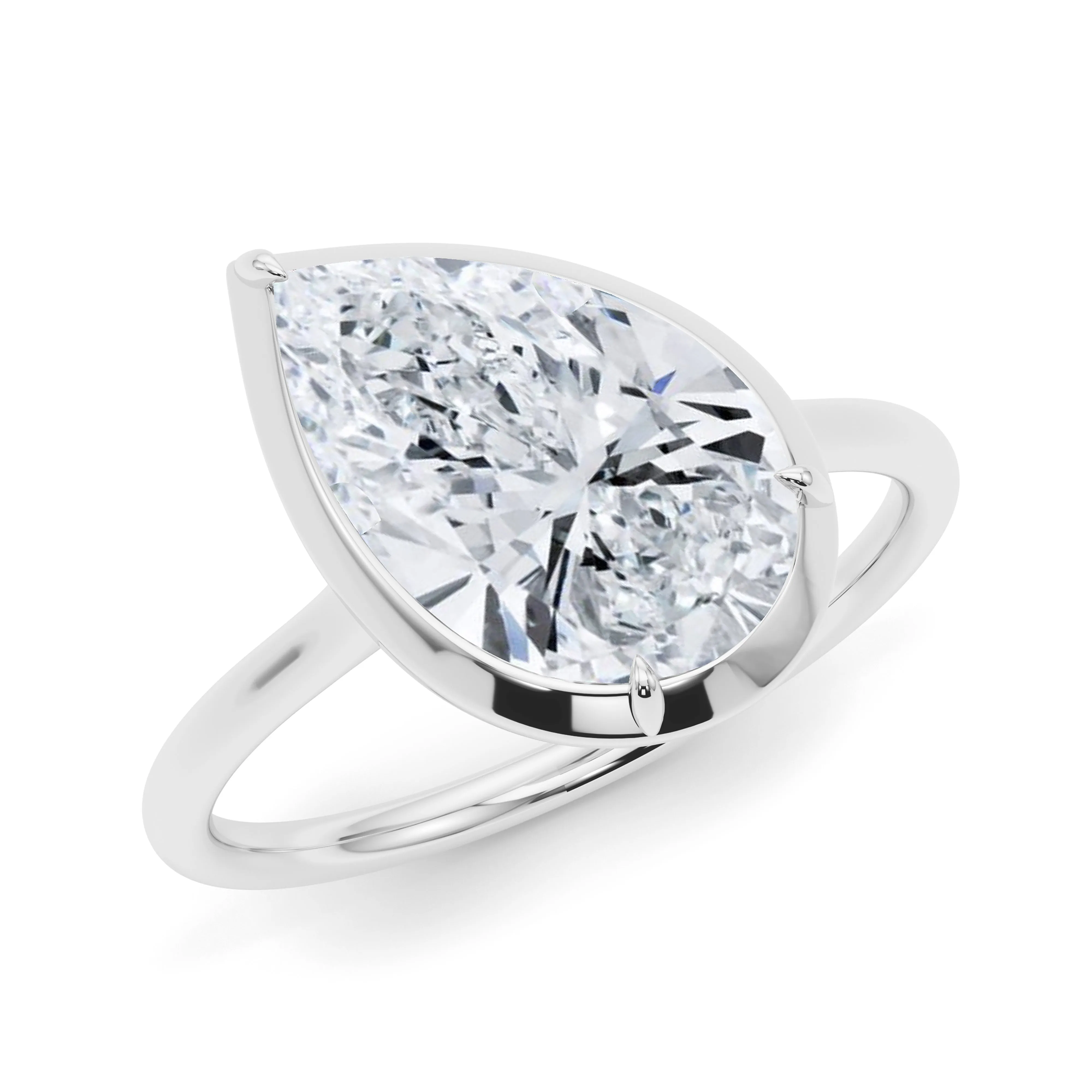 Two-Tone Tilted Pear Diamond Ring