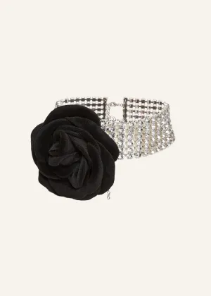 Velvet rose choker in black