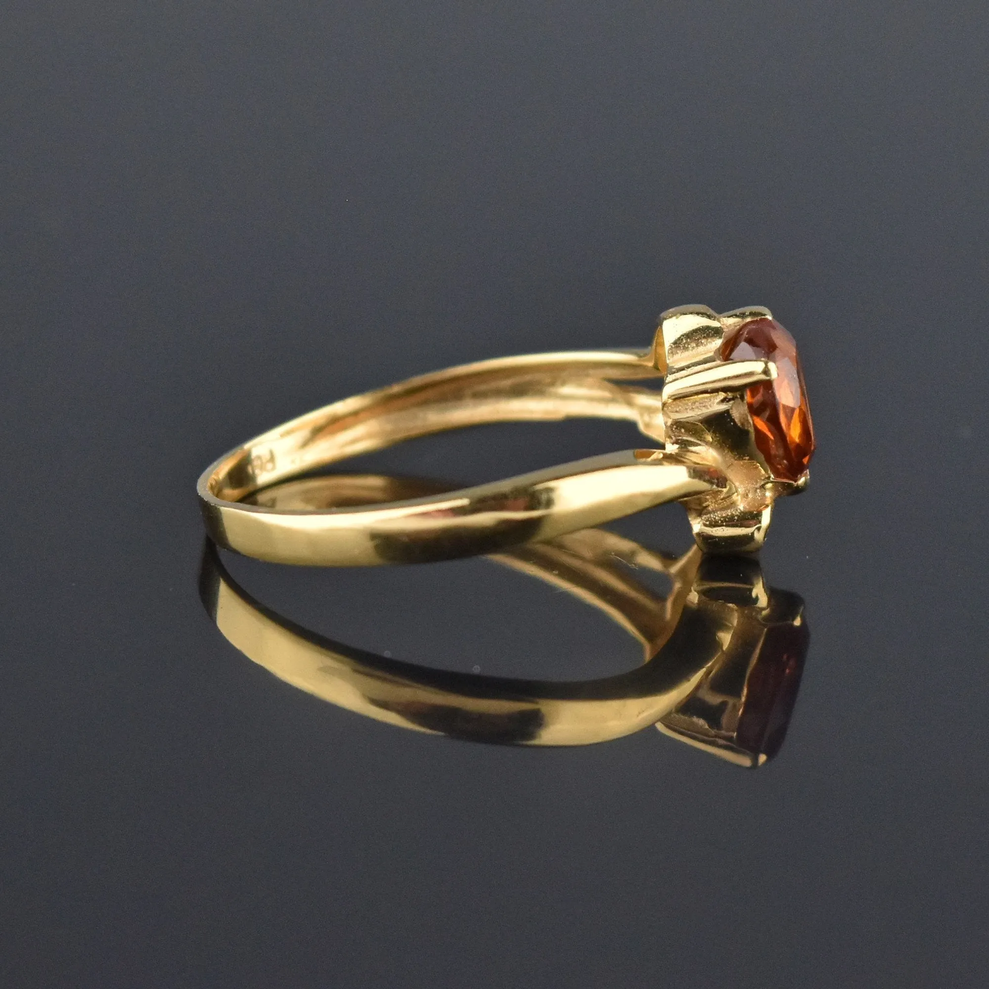 Vintage 14K Gold Diamond Heart Shape Citrine Ring