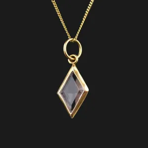 Vintage 18K Gold Faceted Rock Crystal Pendant Necklace