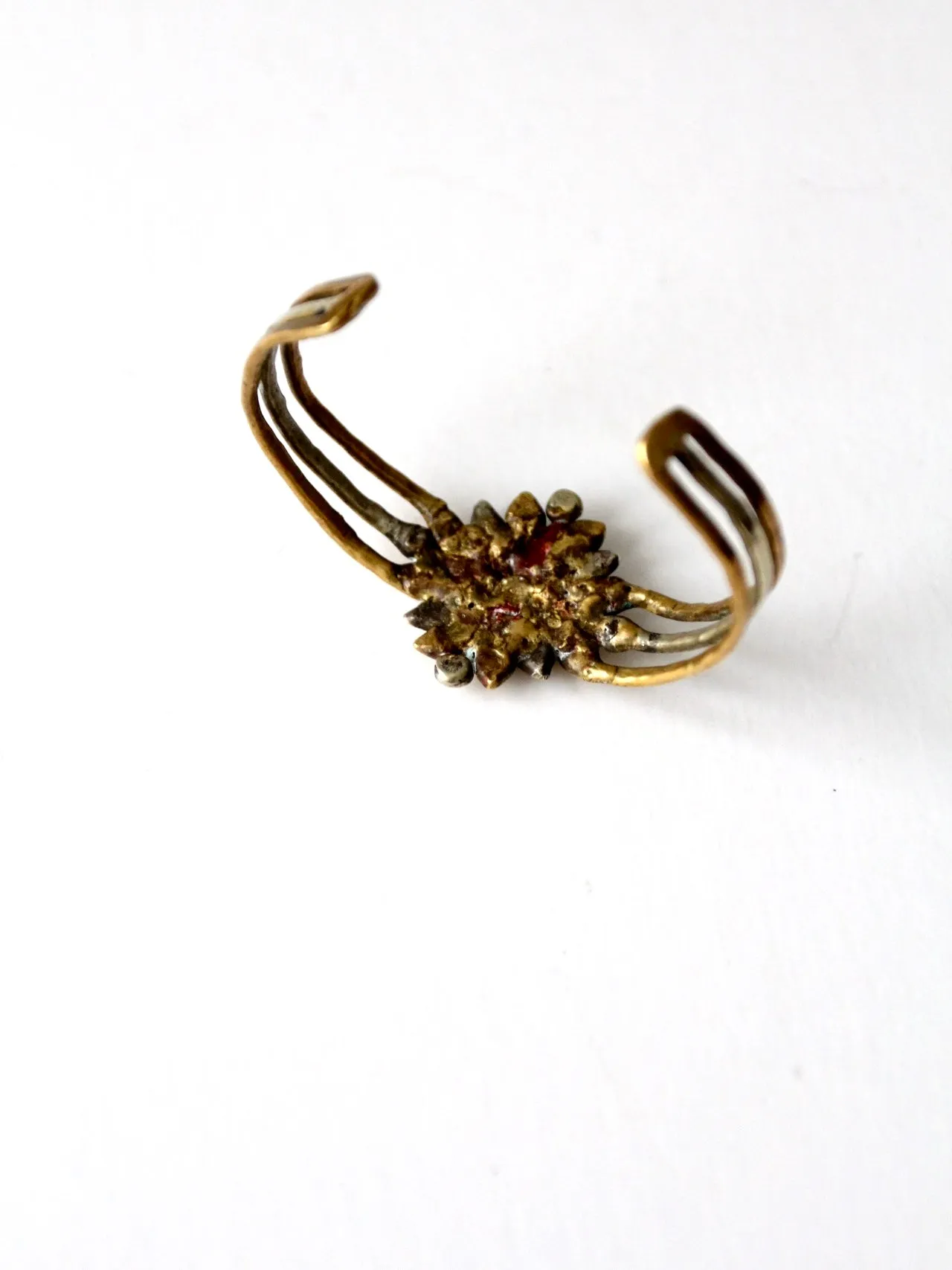 vintage brutalist brass cuff