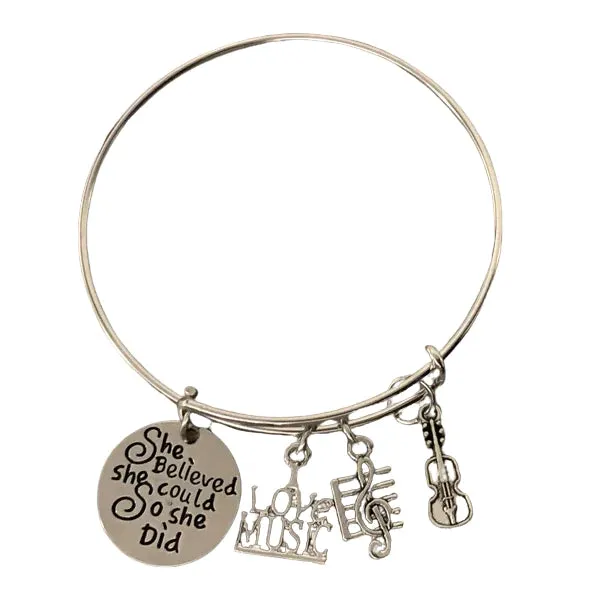 Violin Bracelet with Inspirational Charm