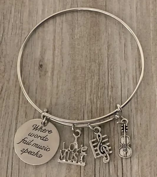 Violin Bracelet with Inspirational Charm