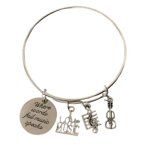 Violin Bracelet with Inspirational Charm