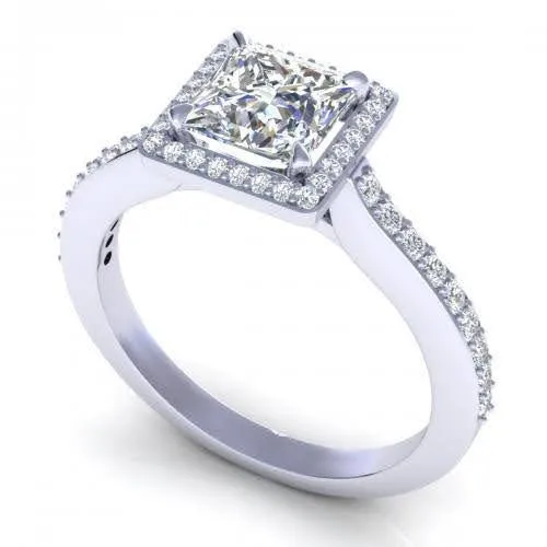 VIP 0.95 CT Princess and Round Cut Diamond Engagement Ring in Platinum