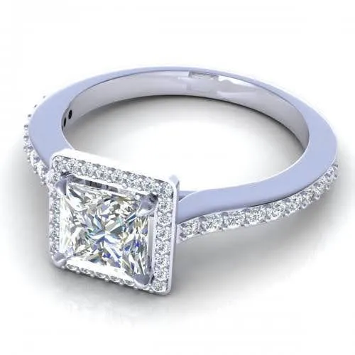 VIP 0.95 CT Princess and Round Cut Diamond Engagement Ring in Platinum