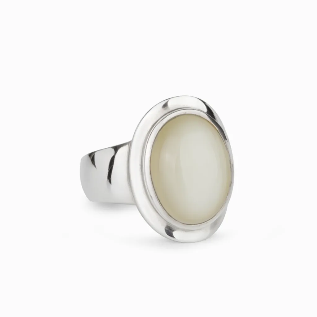 White Moonstone Ring