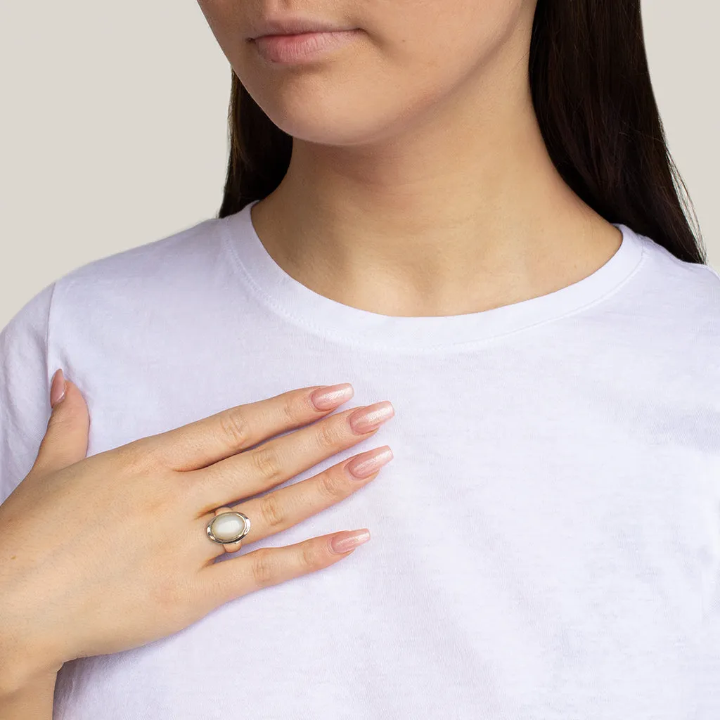 White Moonstone Ring