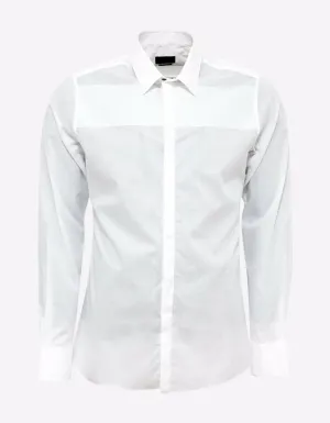 White Slim-Fit Shirt with Band