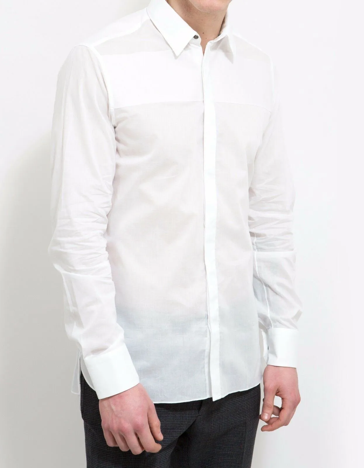 White Slim-Fit Shirt with Band