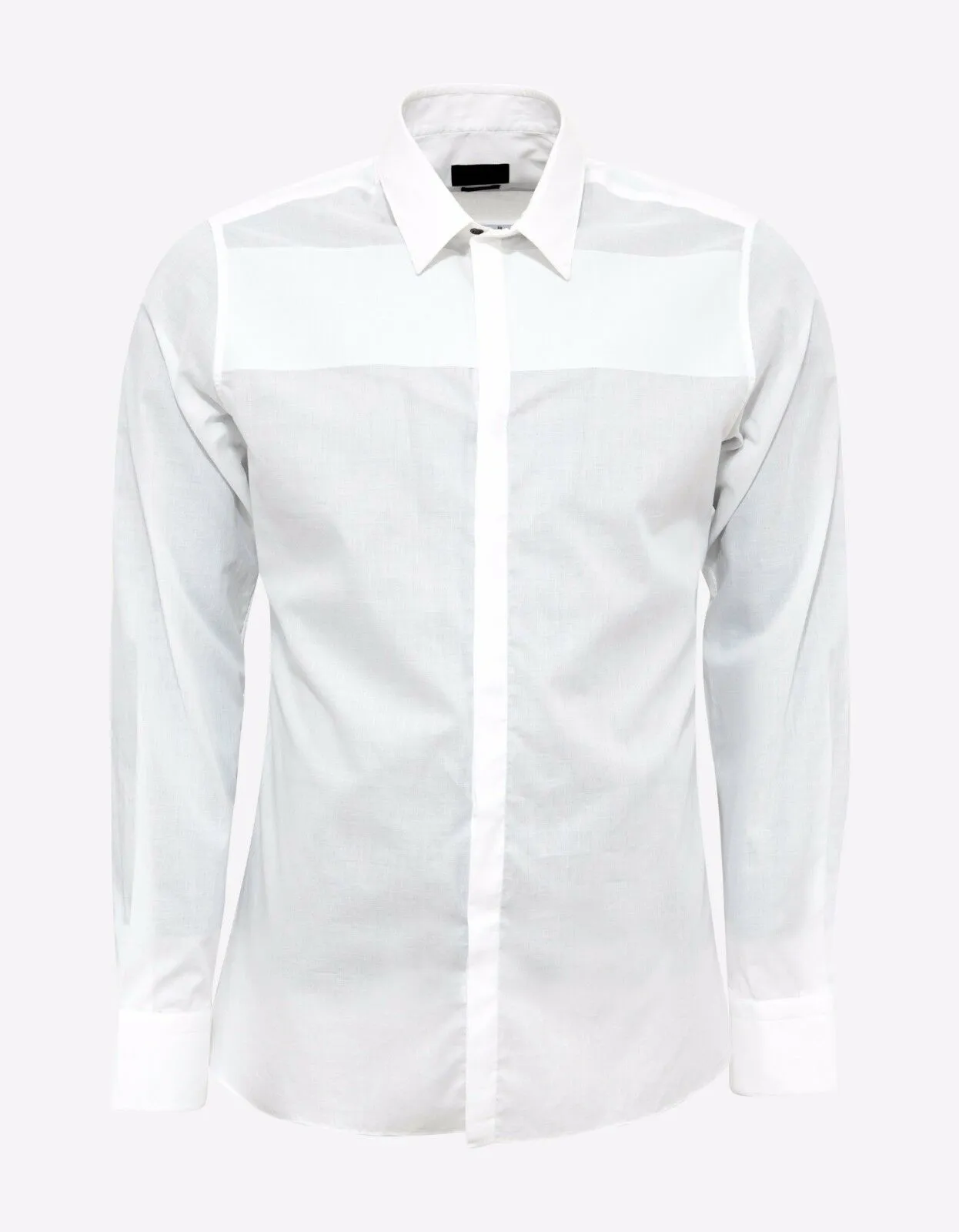 White Slim-Fit Shirt with Band