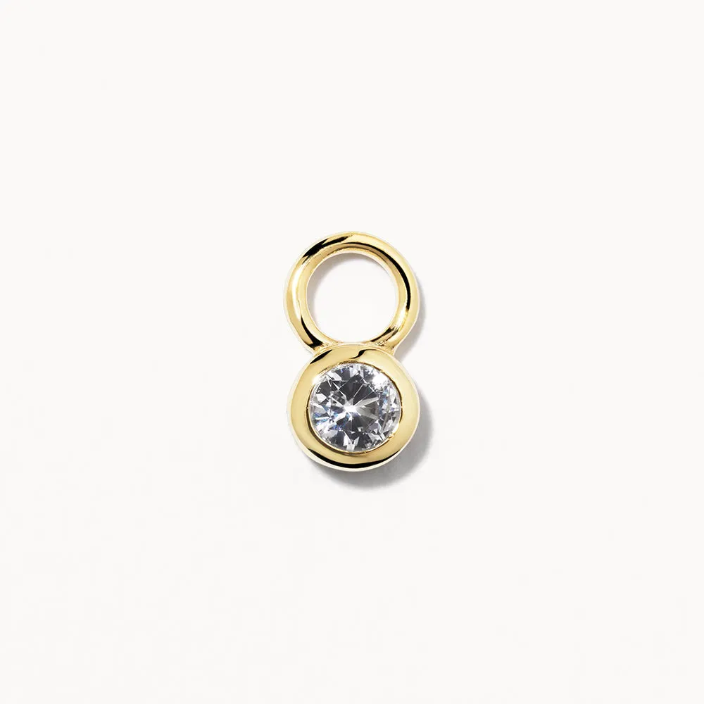 White Topaz Circle Charm in 10k Gold