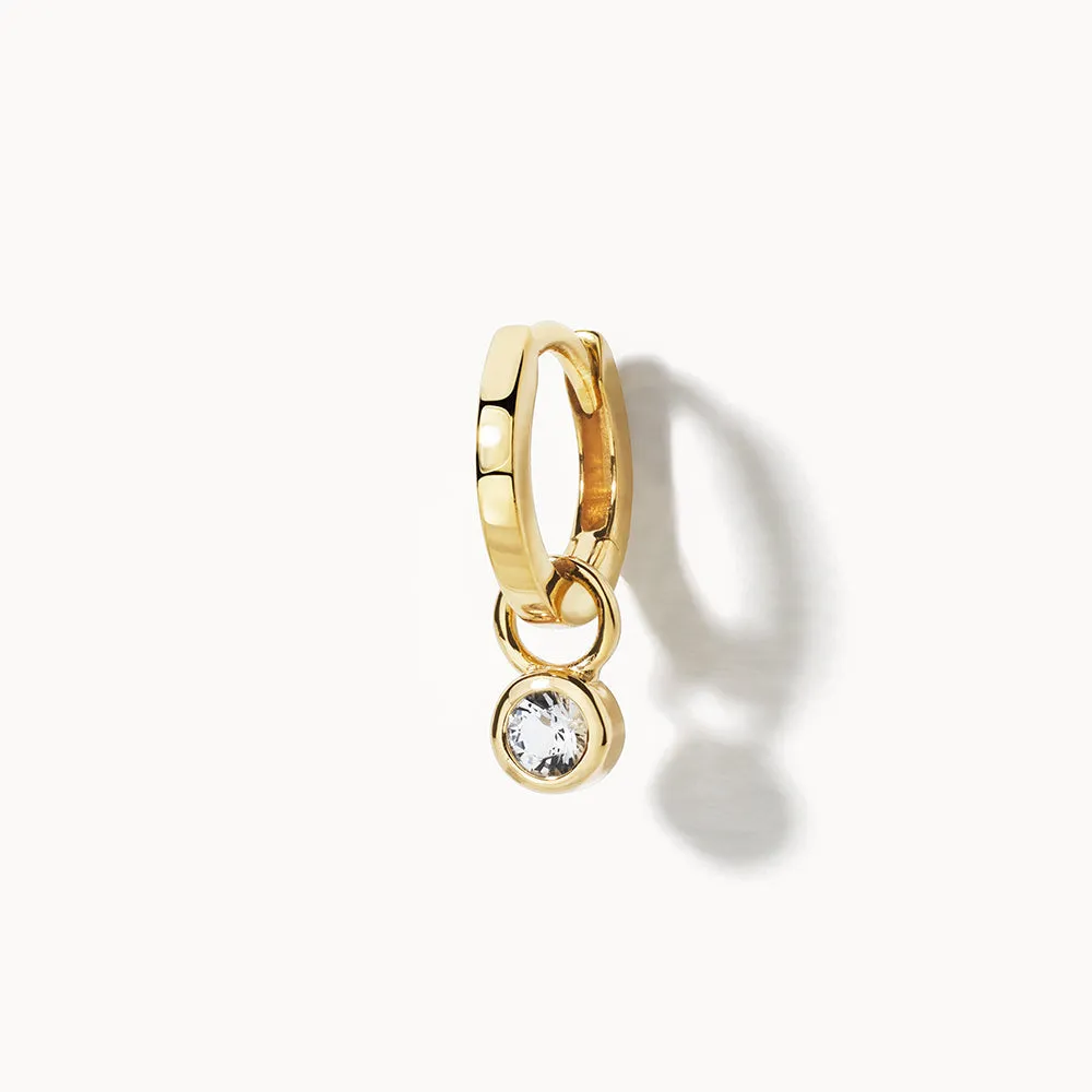 White Topaz Circle Charm in 10k Gold