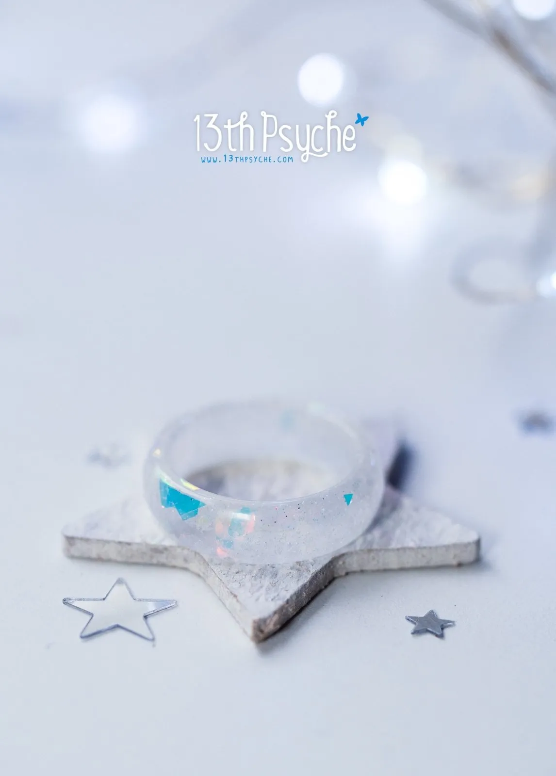 Winter inspired frost resin ring, snow ring