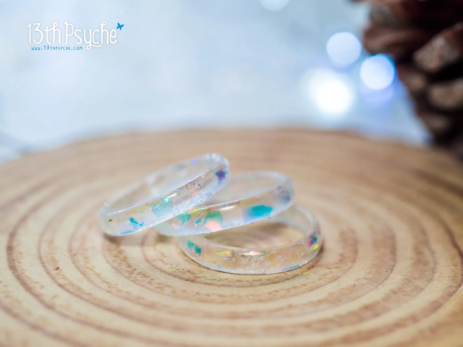 Winter inspired frost resin ring, snow ring