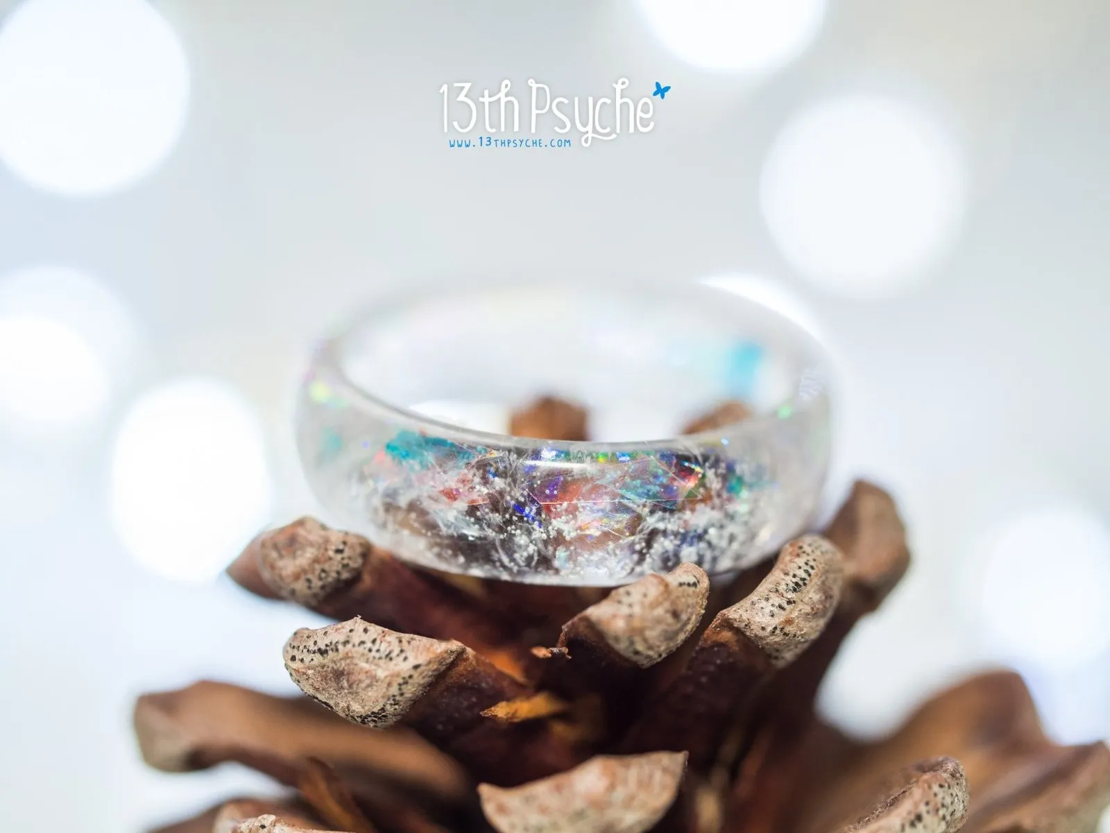 Winter inspired frost resin ring, snow ring