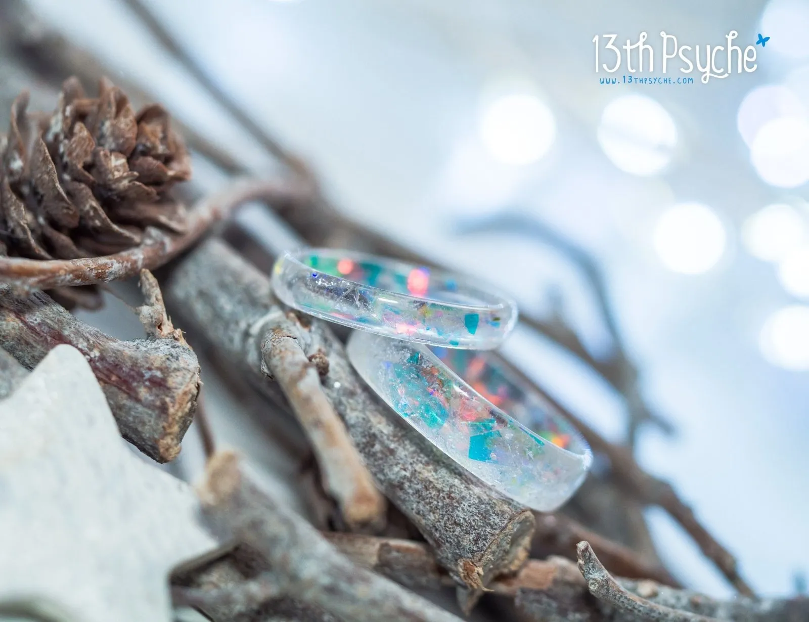 Winter inspired frost resin ring, snow ring