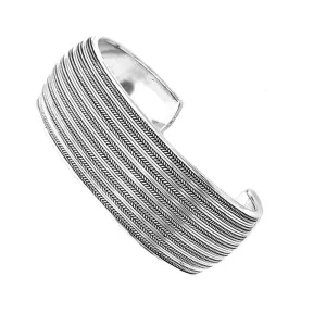 Women's Statement Chunky Wide Cuff Bangle Bracelet 925 Silver