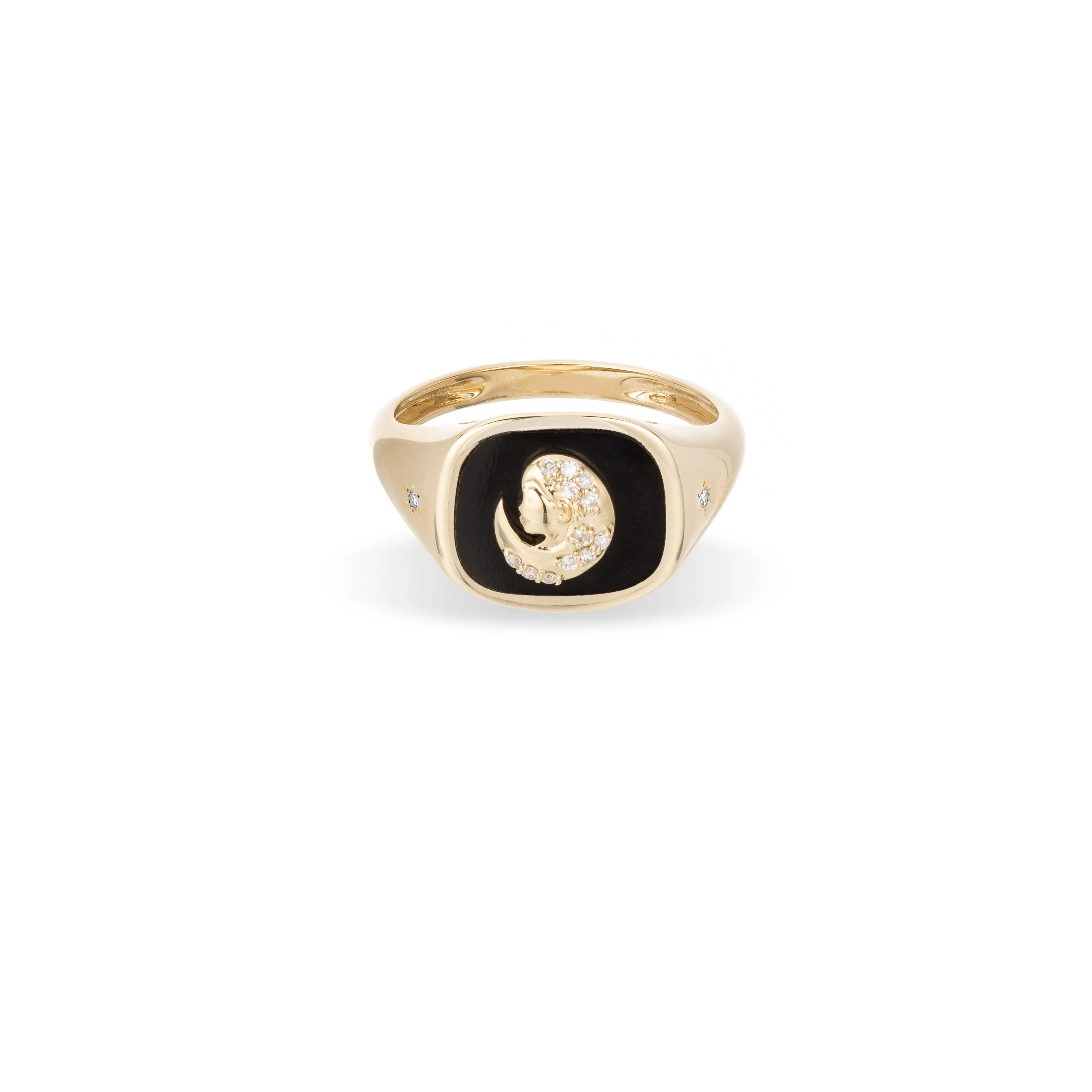 Zodiac Ceramic   Diamond Virgo Signet Ring